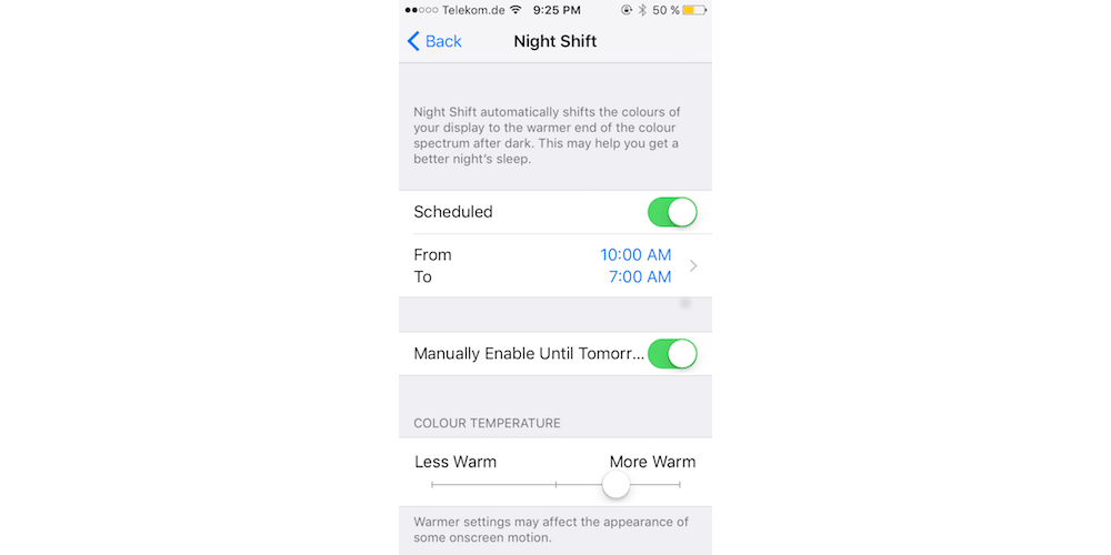 Use Night Shift-Fixing The iOS 11 Battery Drain Problem
